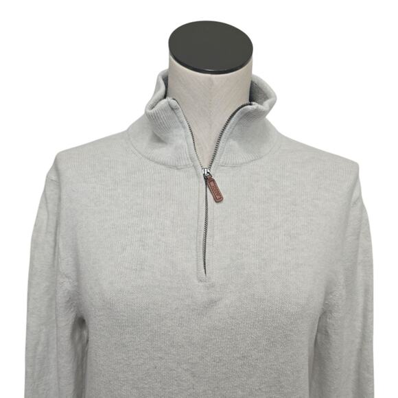J. Crew Cotton Half-Zip‎ Mens Sweater Light Heather Gray Size Small BF091 Preppy - Picture 7 of 9
